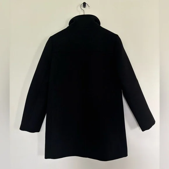 NWT J. Crew Black Wool Peacoat City Coat with Button Neck mock neck - Picture 8 of 13